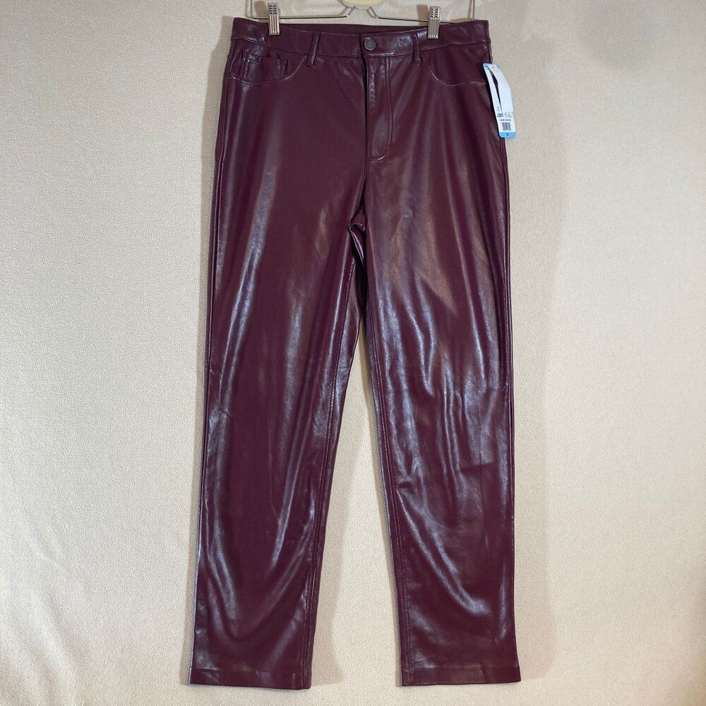 NWT Joie Womens Faux Leather Pant 10 High-Rise Burgundy Edgy Boho Chic Festival